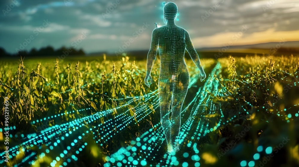 Poster holographic visualization of ai integrated technologies for advanced crop monitoring data analysis a