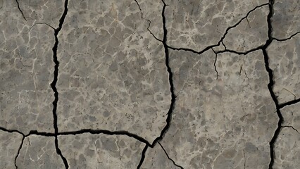 Obraz premium Dried surface of land cracked into pieces, dry desert theme abstract background