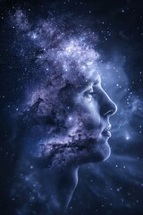 A cosmic portrait of a person. AI.