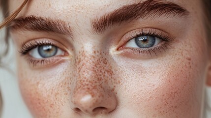 Fototapeta premium Close-up of a woman's eye with freckles