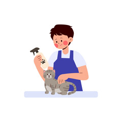 Pet Care & Grooming 2 Men Spraying Anti Lice