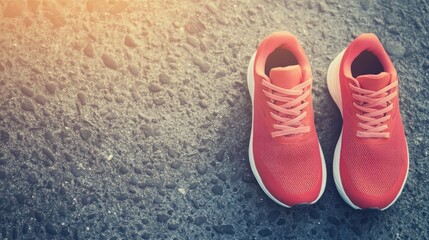 Red Running Shoes on Concrete