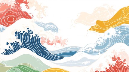 Abstract Colorful Waves Ocean Design.