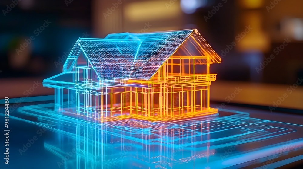 Aufkleber holographic projection showcasing the use of innovative materials and technologies in the constructi