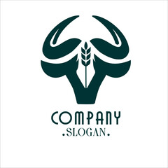 Buffalo And Tree Logo Simple Modern Forest