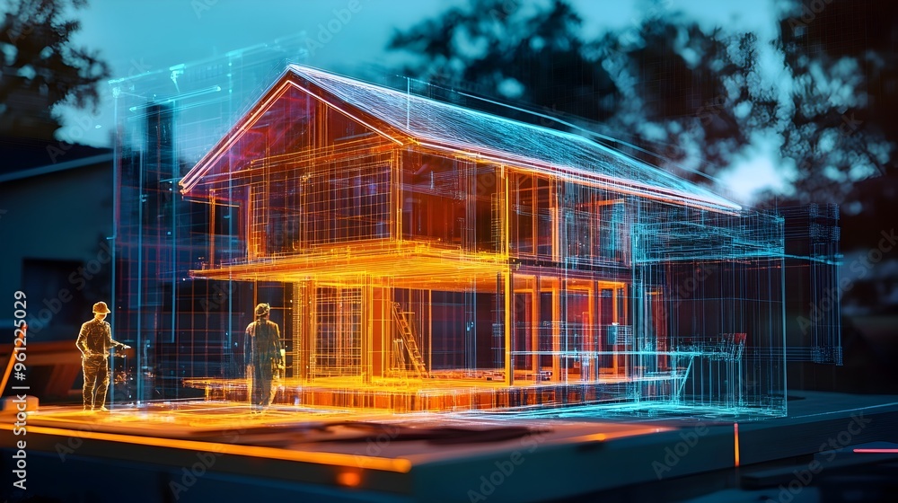 Aufkleber holographic visualization showcasing the integrated installation of smart home automation systems an