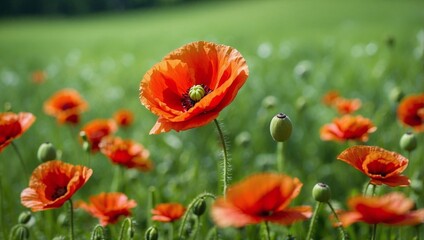 Fototapeta premium red poppy field