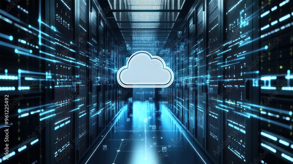 Poster cloud computing data center server room