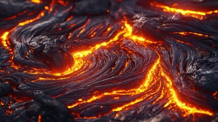 Lava ripples in a sea of magma, glowing embers, dynamic abstract background