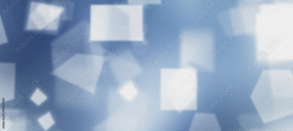 Poster grainy texture and transparent geometric shapes floating in an abstract background