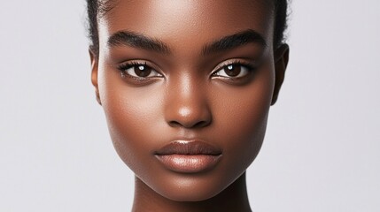 Closeup Portrait of a Beautiful Black Woman with Natural Makeup