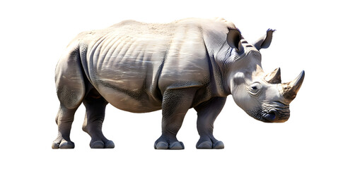 Rhinoceros animal side view isolated on transparent background