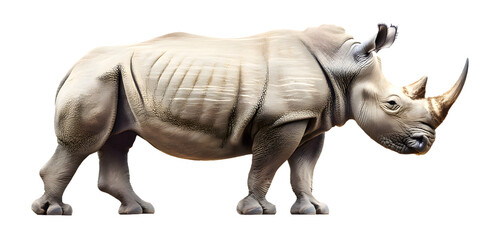 Obraz premium Rhinoceros animal side view isolated on transparent background