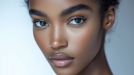 Fototapeta premium Close-up Portrait of a Young Woman with Beautiful Eyes and Skin