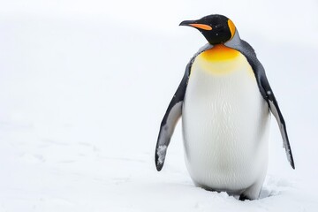 Obraz premium Detailed Full-Body Shot of Adélie Penguin Walking on Snow in Antarctica, Back View