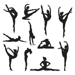 Ballet Jumping Dancer vector art silhouette illustration