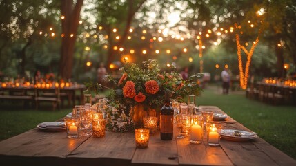 Romantic Outdoor Dinner Party with Candlelight