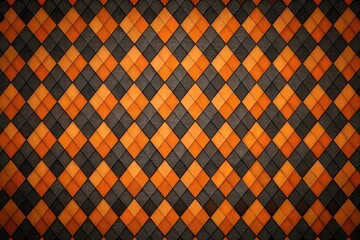 Abstract textured background with rhombuses in black and orange colors
