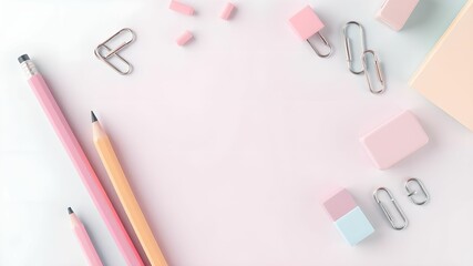 Pastel Stationery Items Organized with Text Space