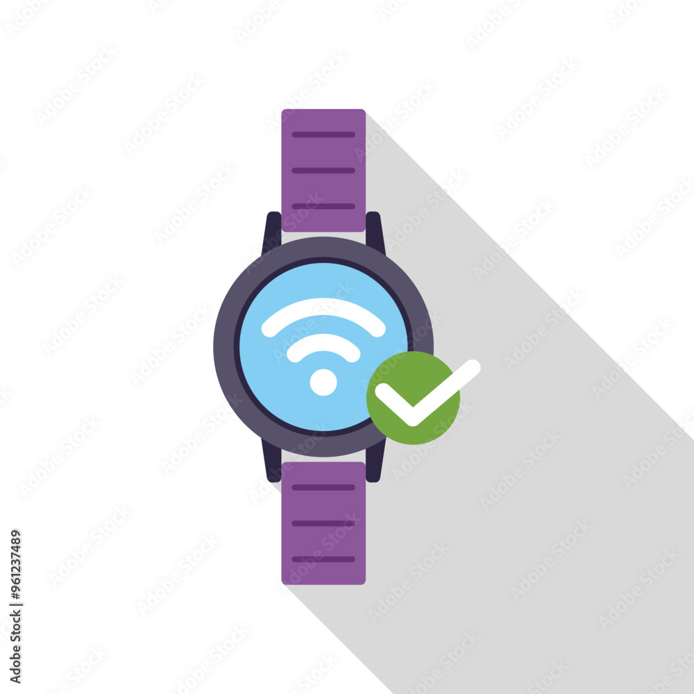 Poster smartwatch with wifi connection showing on screen and a green check mark