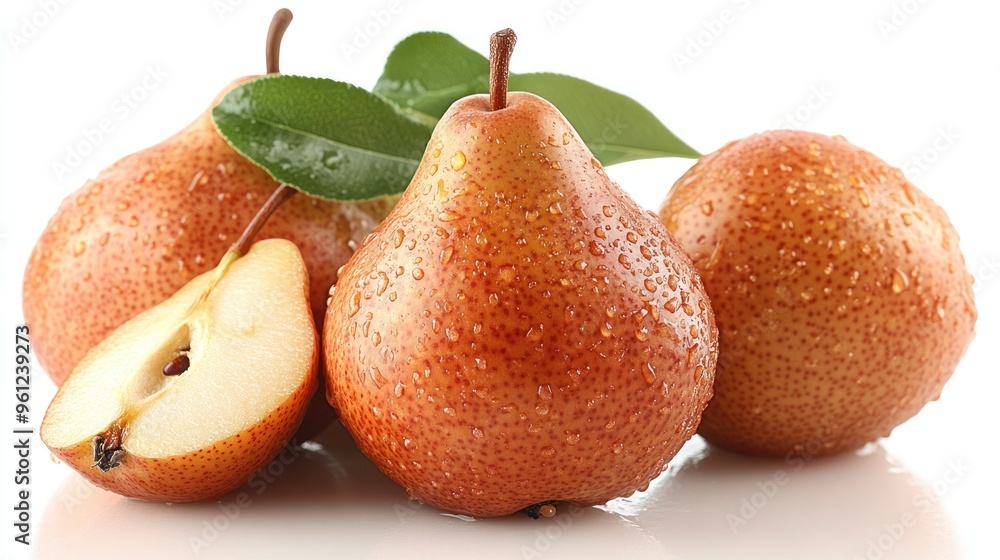 Wall mural fresh pears with water droplets