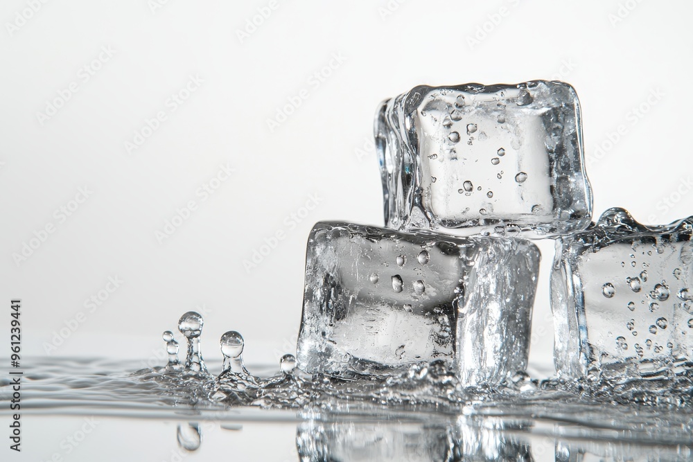 Aufkleber ice cubes stacked with water droplets, creating a refreshing visual effect.