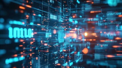 Obraz premium Abstract Digital Data Flow Visualization