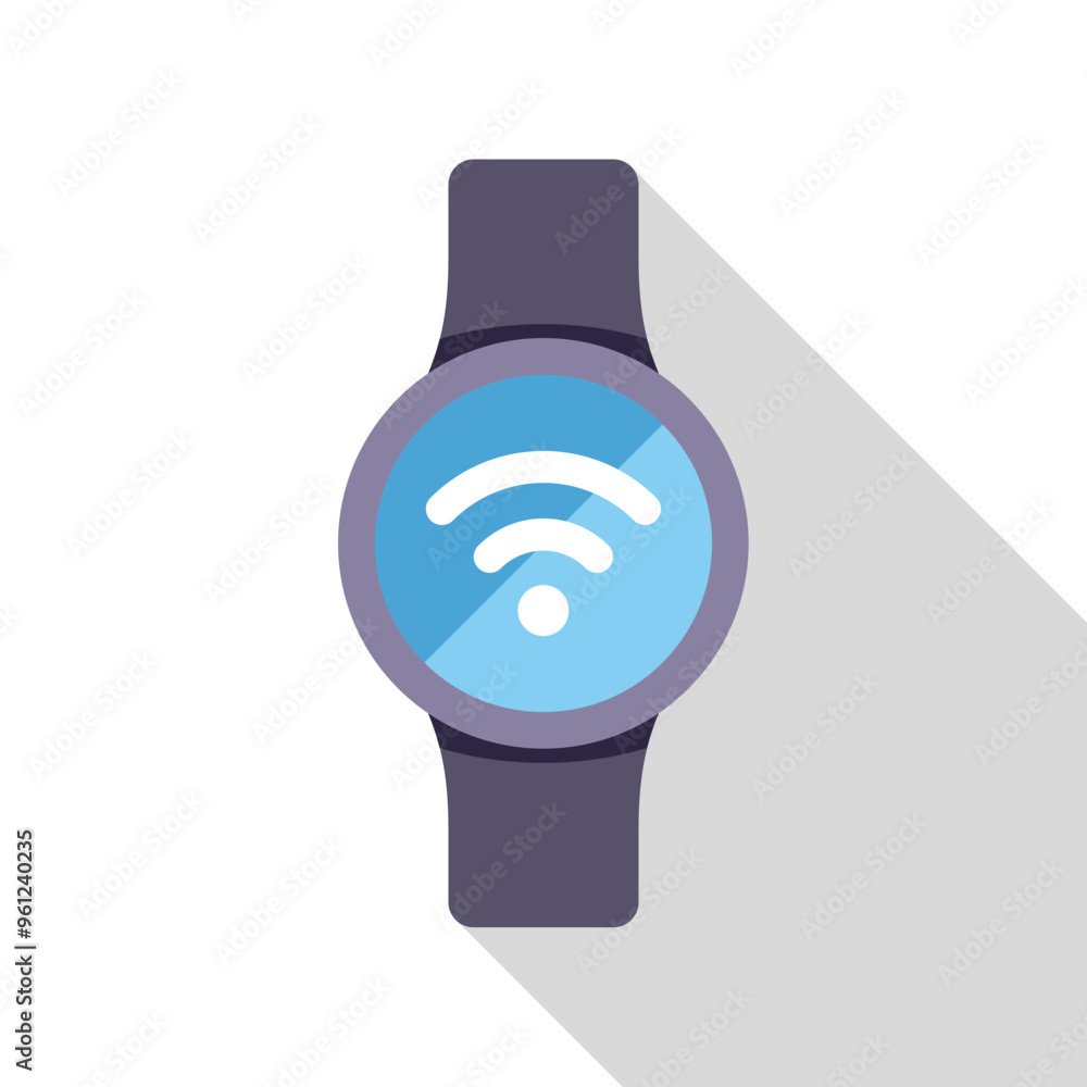 Poster smart watch is displaying a wifi connection symbol indicating the wearable device is connected