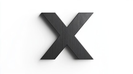 3D letter "X" on a white background, black