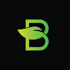  Letter B with leaf logo design template. Suitable for business, web, nature and design