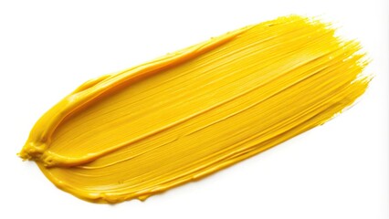 Abstract yellow brushstroke on white background
