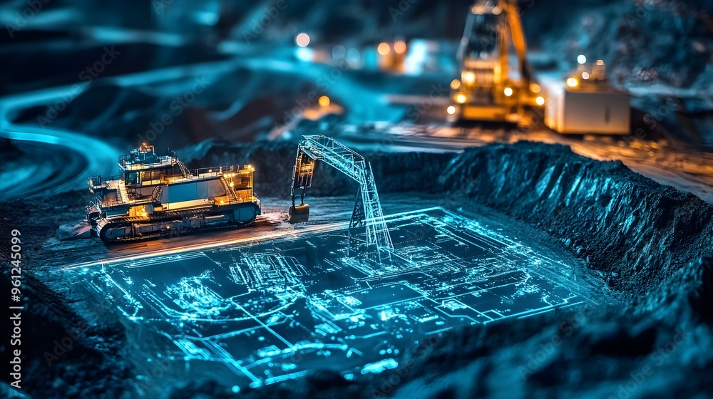 Poster holographic visualization showcasing the of iot sensors and smart technologies within a modern minin