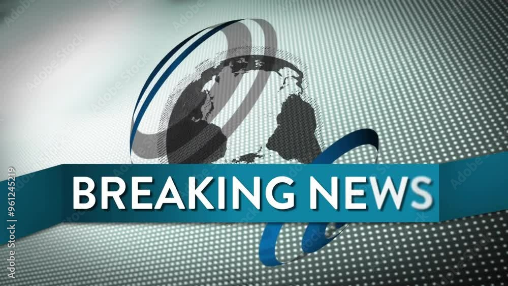 Poster breaking news animation with globe and digital grid background