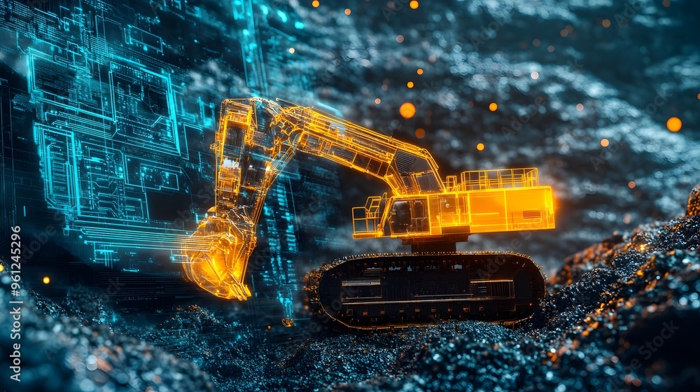 Poster holographic visualization showcasing the of intelligence and predictive analytics to optimize mainte
