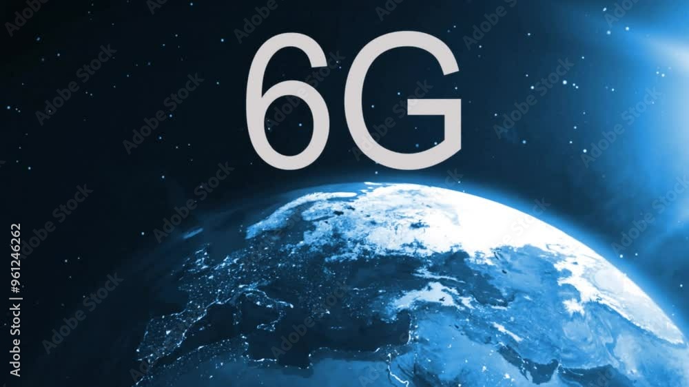 Poster 6g text over animation of earth from space with stars in background