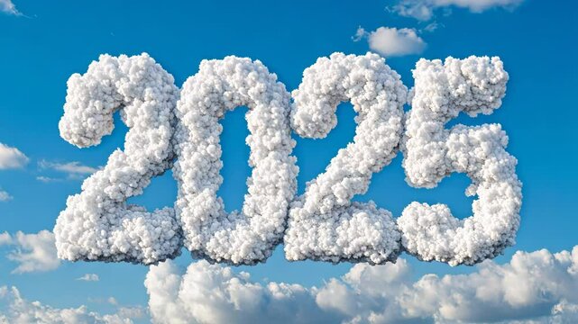 Cloud-formed number 202 in a blue sky, representing the year 2022 and New Year celebrations, perfect for holiday greetings and event announcements