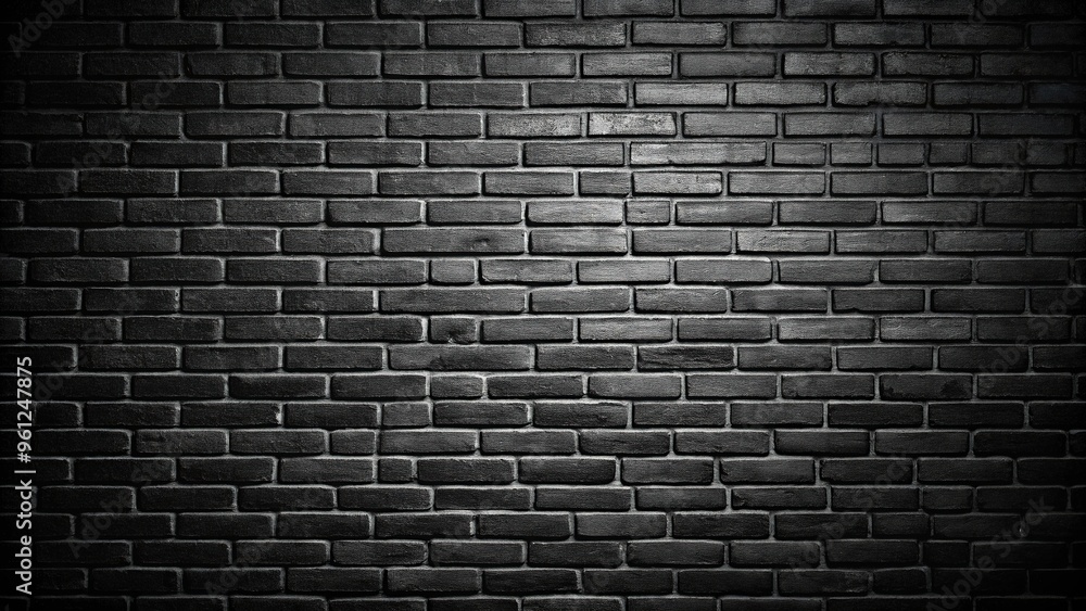 Wall mural aerial black brick wall with dark vignette background