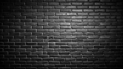 Aerial black brick wall with dark vignette background
