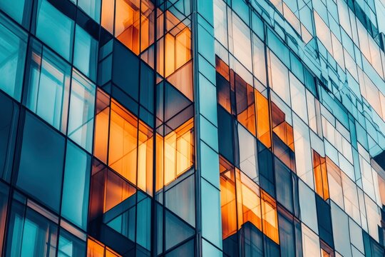 Economics, banking, business and finance concept. A fragment of a modern office building in the capital of Ukraine - Kyiv. Horizontal photo. Kiev, Ukraine, Europe , ai