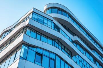 Economics, banking, business and finance concept. A fragment of a modern office building in the capital of Ukraine - Kyiv. Horizontal photo. Kiev, Ukraine, Europe , ai