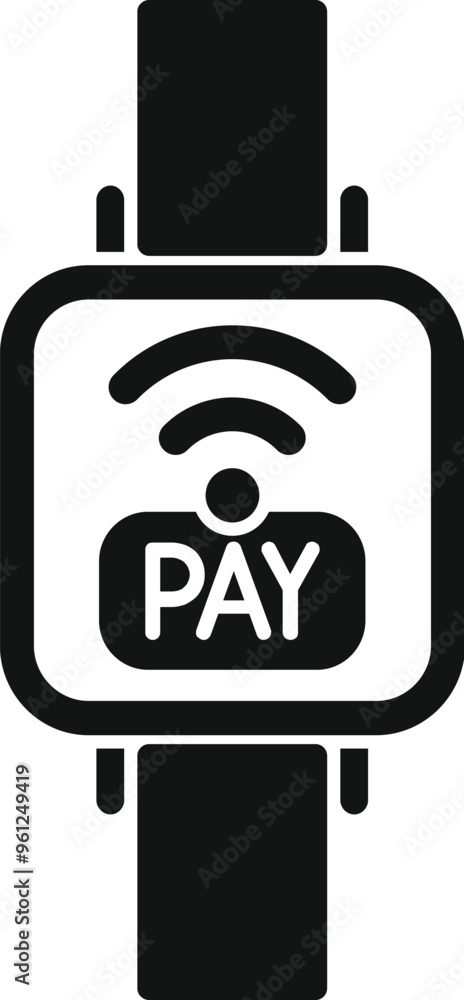 Poster simple vector icon of a smartwatch using nfc technology for contactless payment