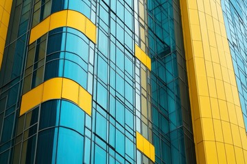 Economics, banking, business and finance concept. A fragment of a modern office building in the capital of Ukraine - Kyiv. Horizontal photo. Kiev, Ukraine, Europe , ai
