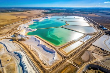Aerial overhead perspective of lithium mining emphasizing sustainable energy resource extraction