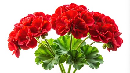 Aerial red geranium isolated on white background red flower with Clipping Path Selection