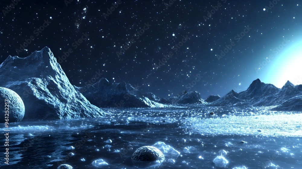 Poster holographic visualization of kuiper belt objects beyond neptune s icy expanse a captivating glimpse 