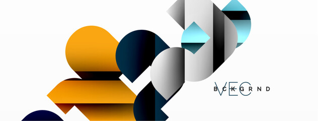 Colorful curve geometric shapes on white