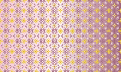 Luxurious golden ethnic Thai pattern on abstract gradient pink background.