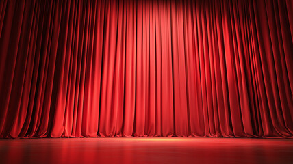 Red stage curtain background with copy space