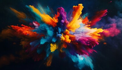 Dynamic Abstract Explosion of Colors Light on Dark Background