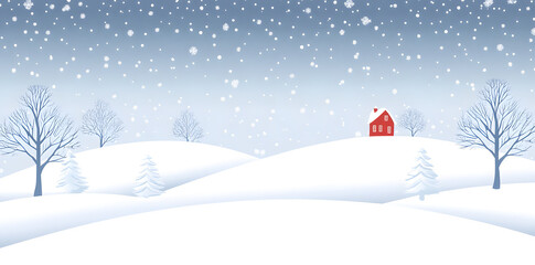 Flat 2D snowy winter background, Christmas white background